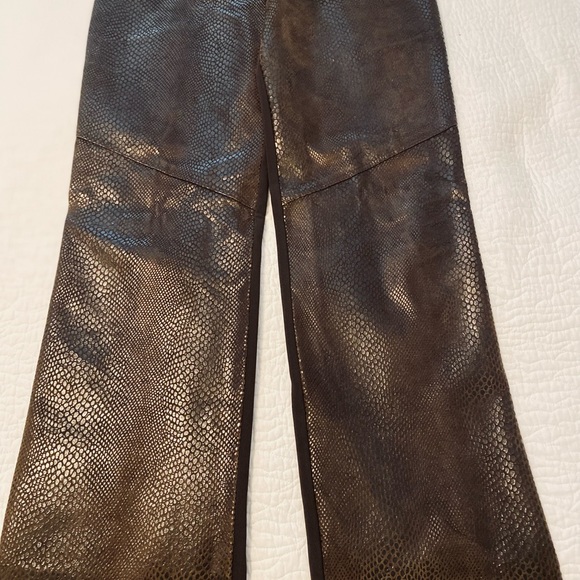 Brown snakeskin print pants with nylon backing. - Picture 2 of 4